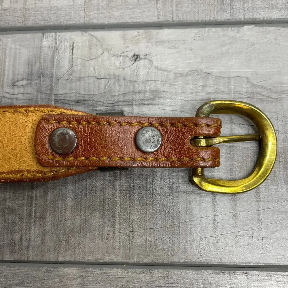 Vintage BRAND by CALDWELL Western Brown Leather 1 in Belt Brass Buckle 24 Small